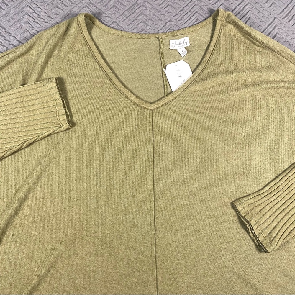 NEW Wonderly Studio Green Soft Knit Top Plus Size 4X